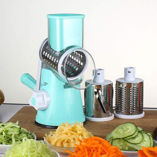 Kitchen Rotary Slicer Rotary Cheese Grater With 3 Drum Cutters Suction Cup  Locking Food Shredder Slicer For Potatoes Cheese - AliExpress